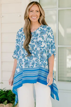 Ocean Breeze Paisley Tunic, Blue