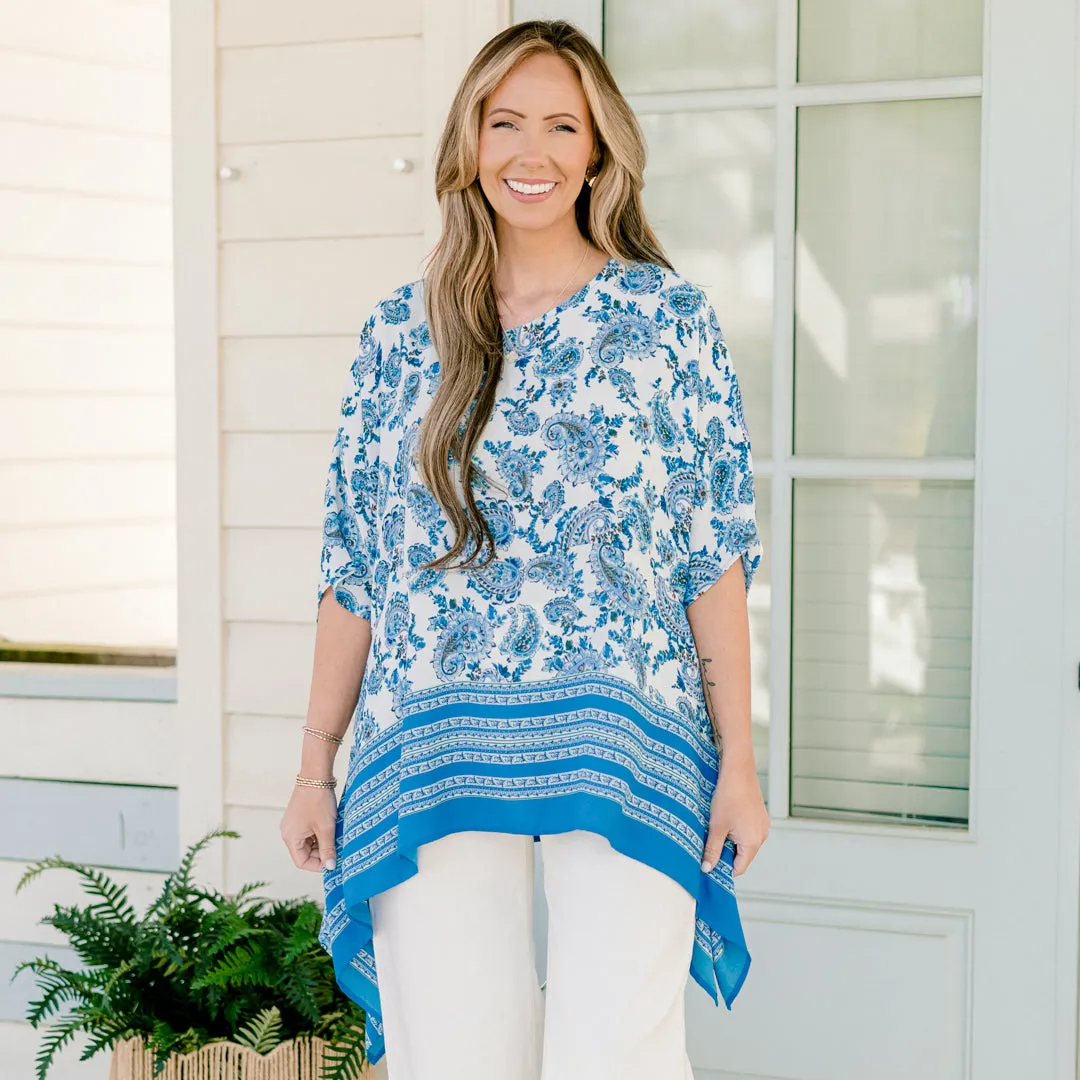 Ocean Breeze Paisley Tunic, Blue