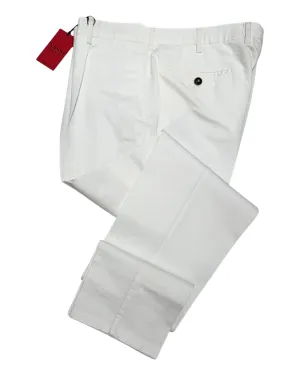 One Pleated  Linen & Cotton Chino -White