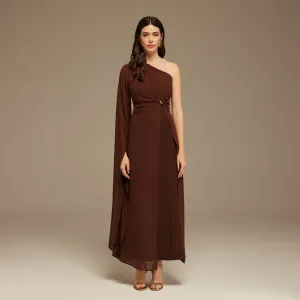 One-shoulder draped Dress with a gathered detail