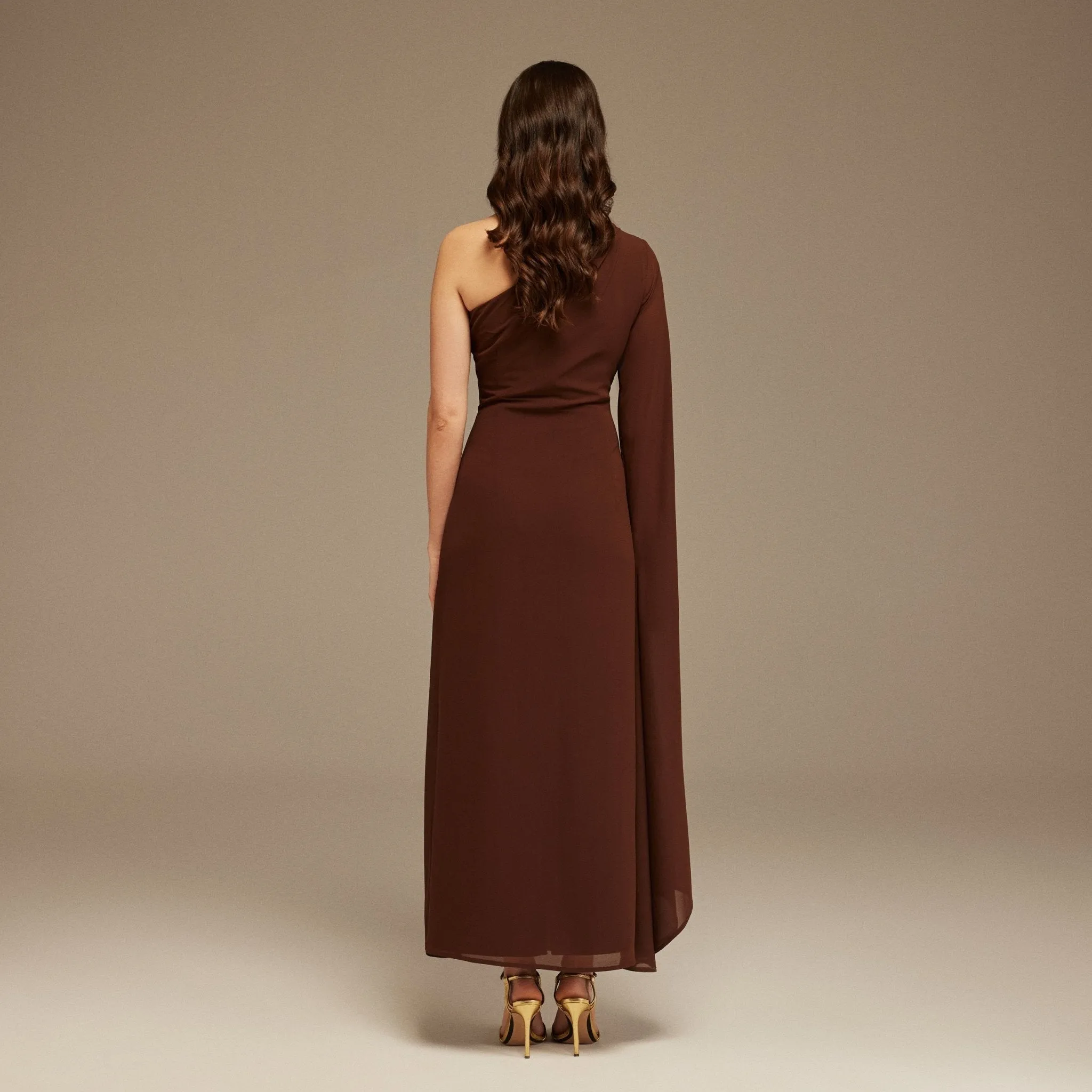 One-shoulder draped Dress with a gathered detail