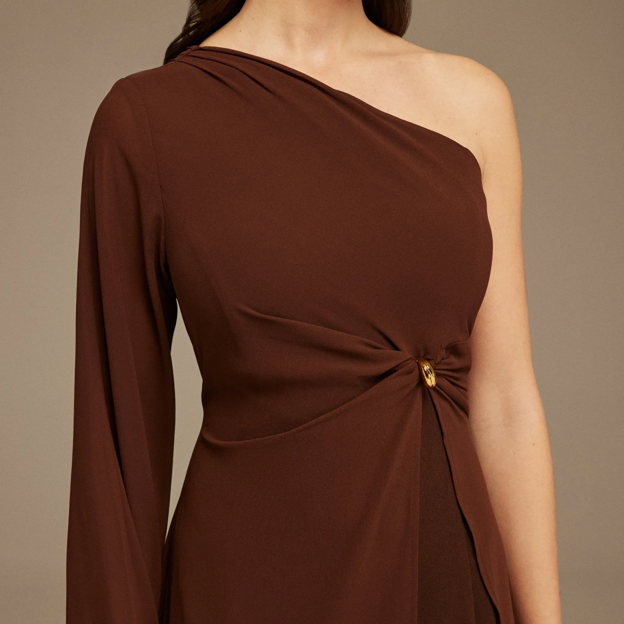 One-shoulder draped Dress with a gathered detail