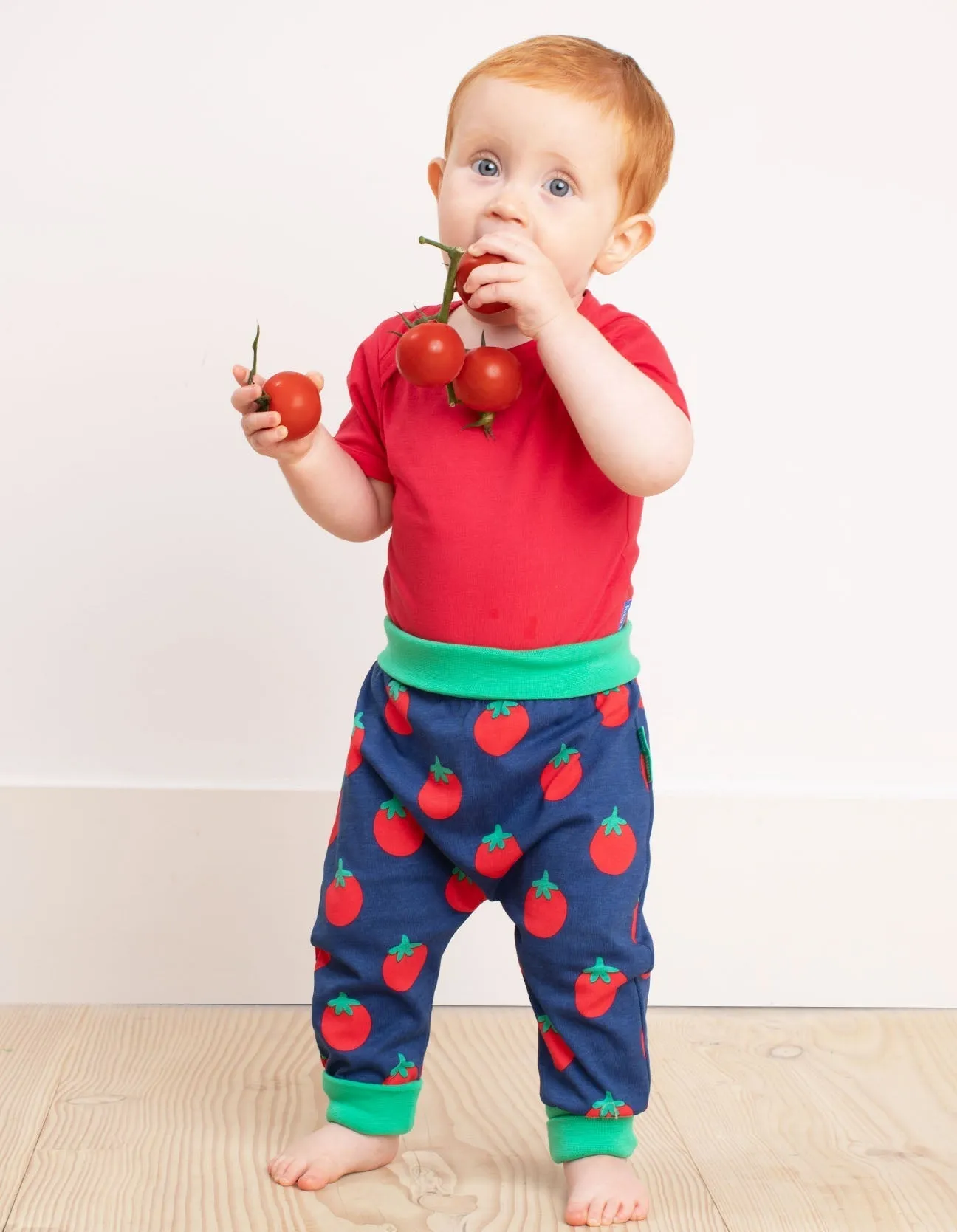 Organic Red Basic Short-Sleeved Baby Bodysuit