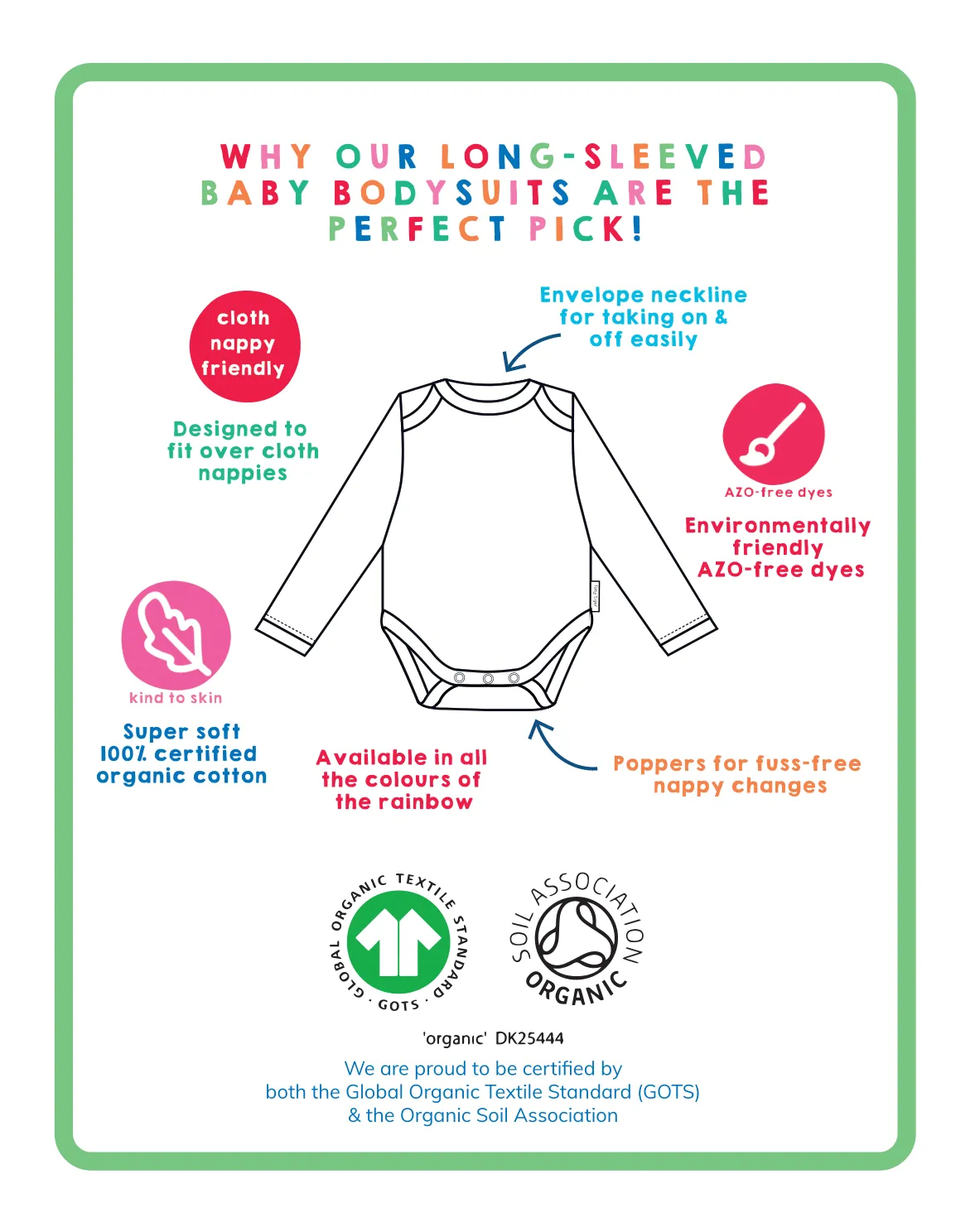 Organic Yellow Basic Long-Sleeved Baby Bodysuit
