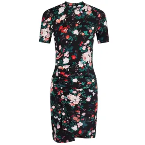 Paco Rabanne Black Multi Draped Floral Printed Dress