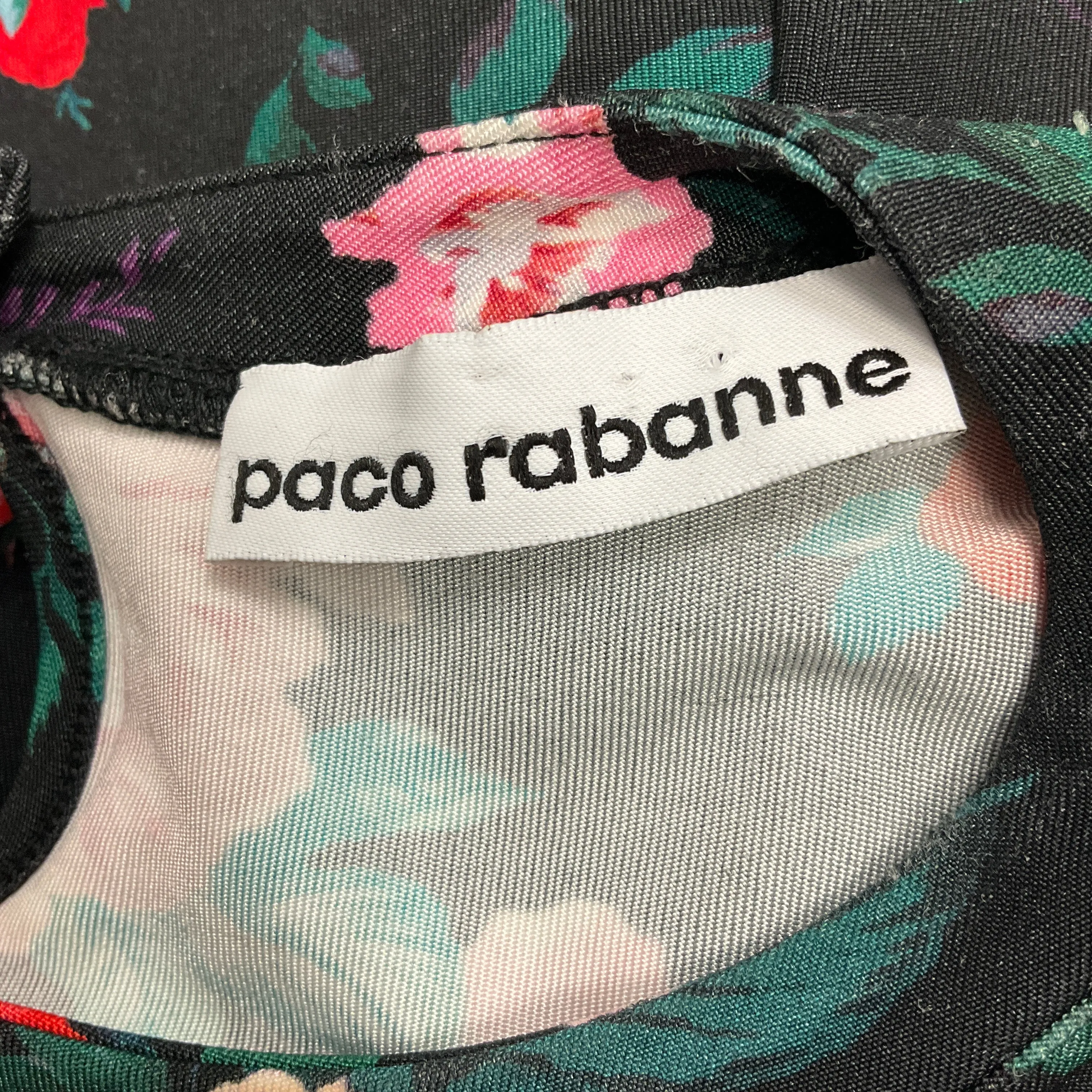 Paco Rabanne Black Multi Draped Floral Printed Dress