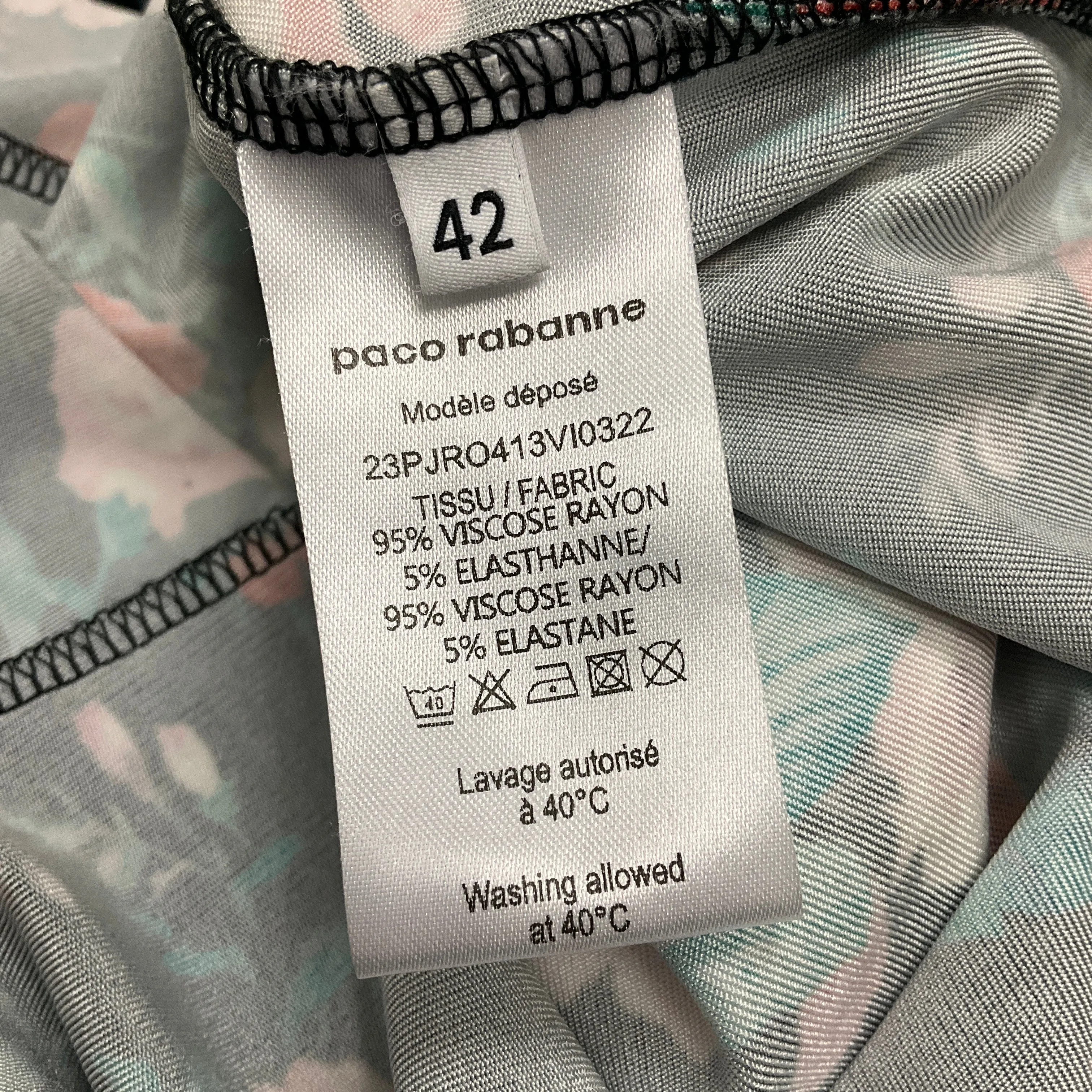 Paco Rabanne Black Multi Draped Floral Printed Dress