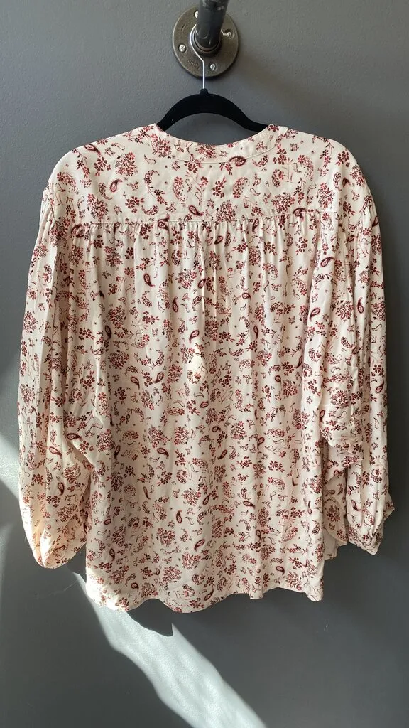 Paisley Button Front Blouse