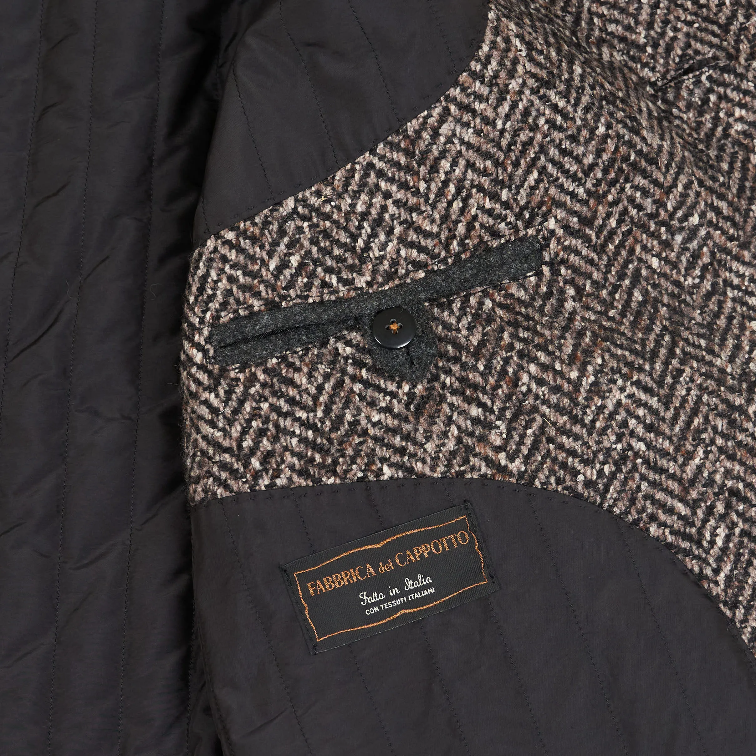 Palto Medium Length  Herringbone Wool Coat