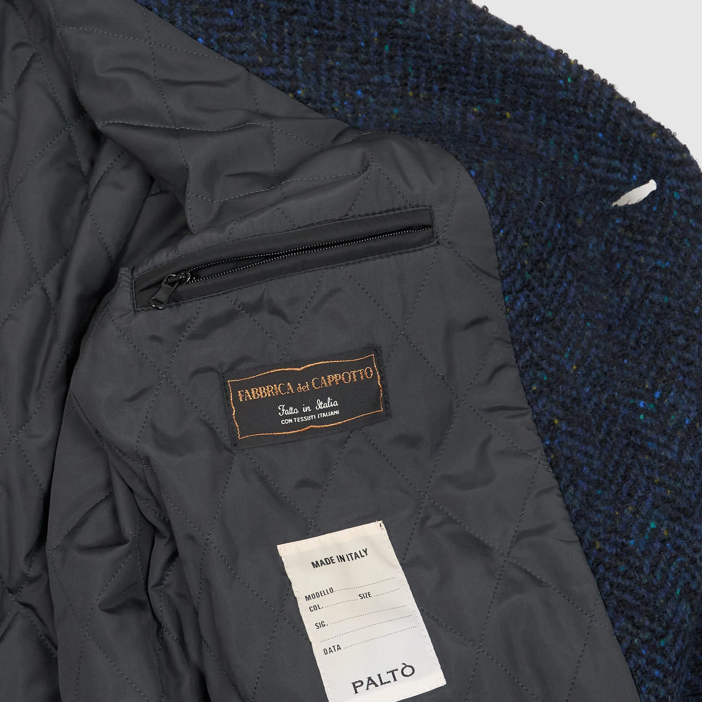 Palto Medium Length  Herringbone Wool Coat