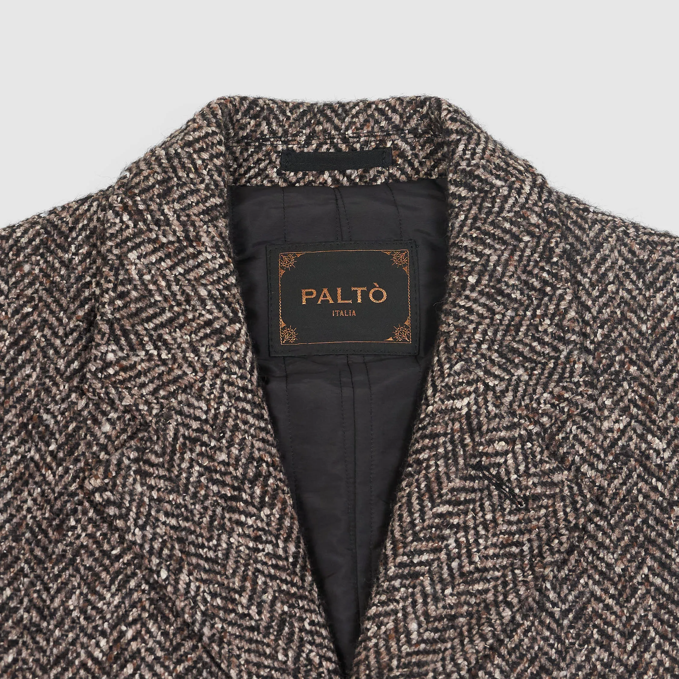 Palto Medium Length  Herringbone Wool Coat
