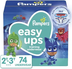 Pampers Toddler Training Underwear for Toddlers, Easy Ups Diapers, Training Pants for Boys and Girls, Size 4 (2T-3T), 74 Count, Super Pack