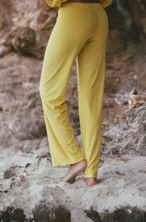 Pantalon de plage Aphrodite en molleton de coton jaune