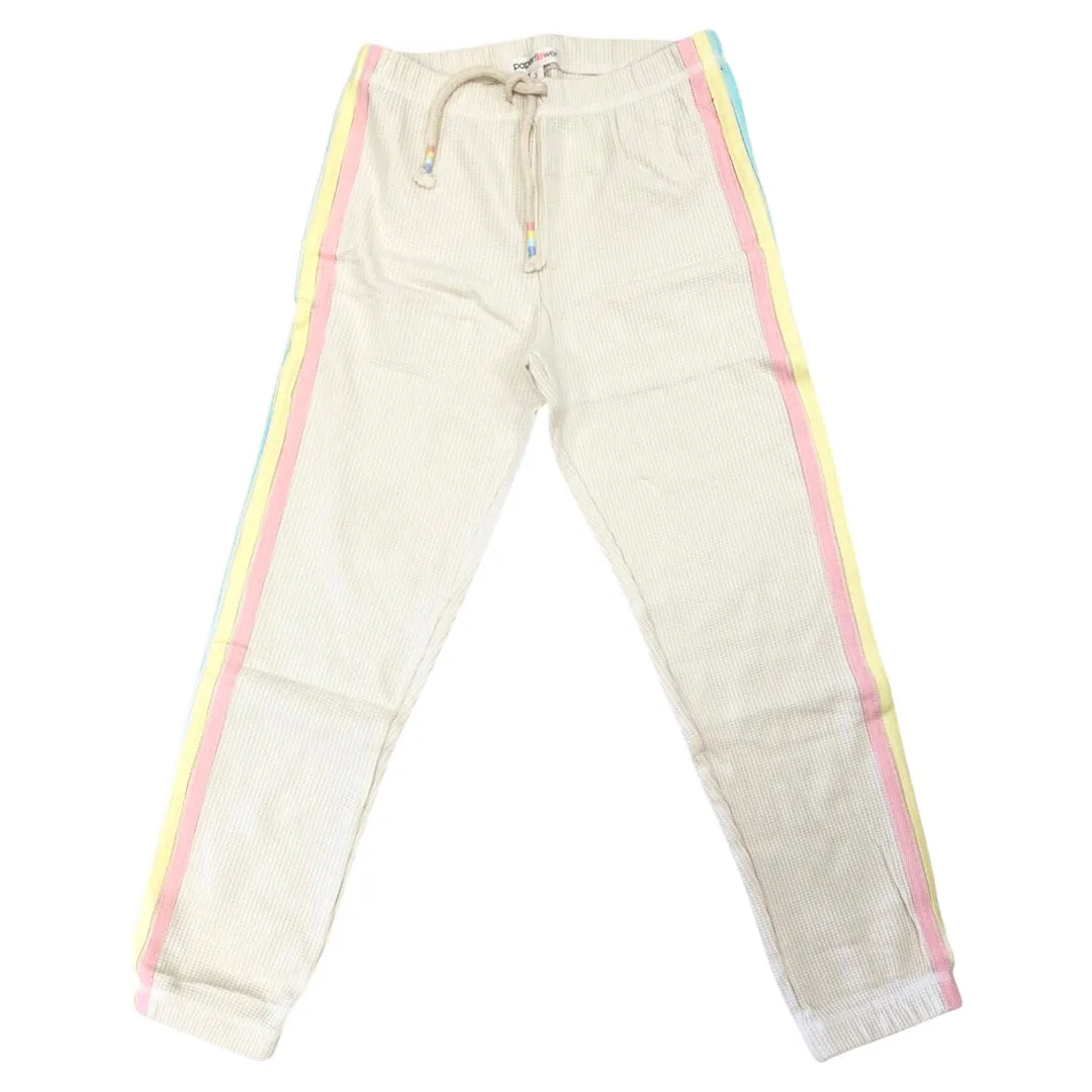 Paper Flower Pants With Applique Side Stripes