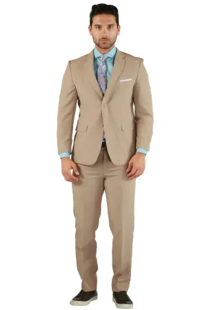 Paul Lorenzo 1969 Tan Solid Slim Fit Suit (2-Piece Set)