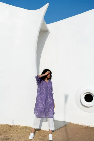 Periwinkle Bandhej Tunic with white Pants