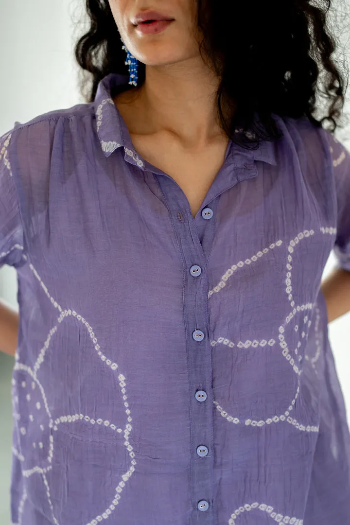 Periwinkle Bandhej Tunic with white Pants