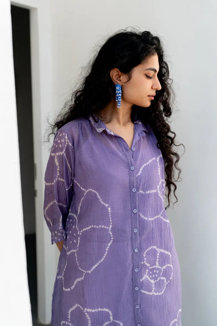 Periwinkle Bandhej Tunic with white Pants