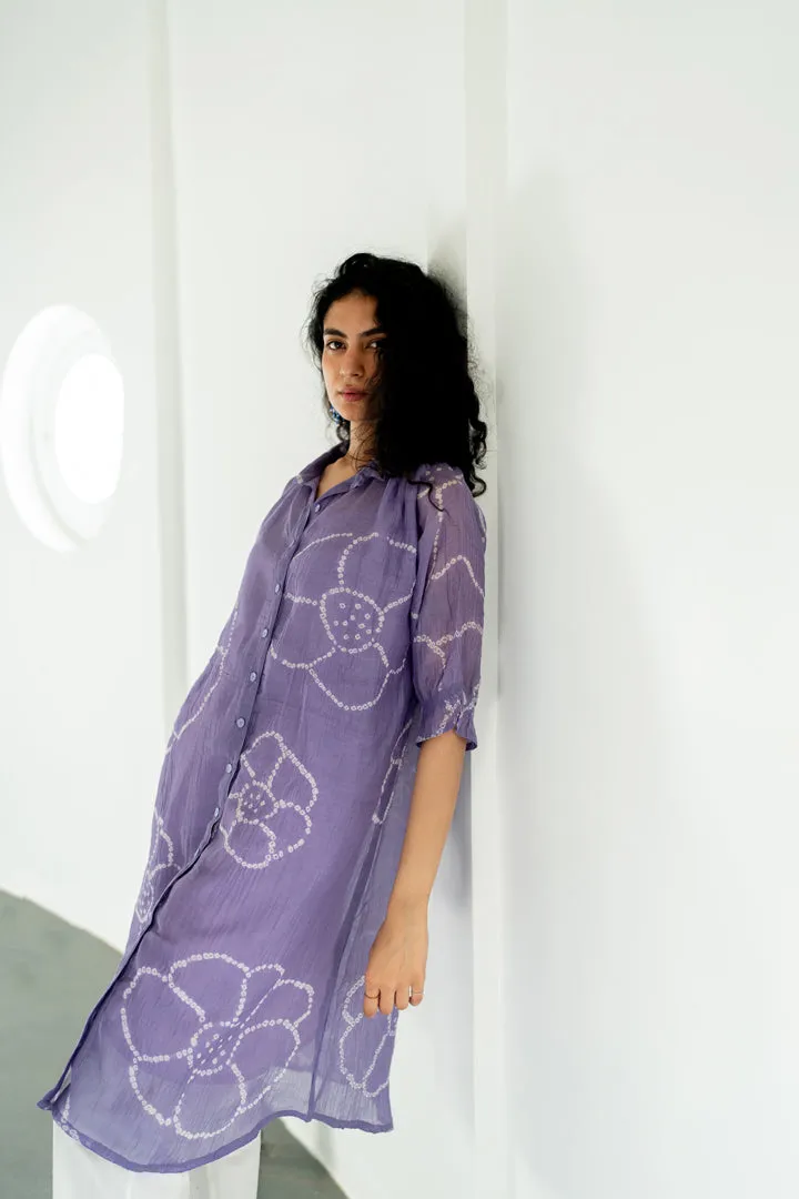 Periwinkle Bandhej Tunic with white Pants