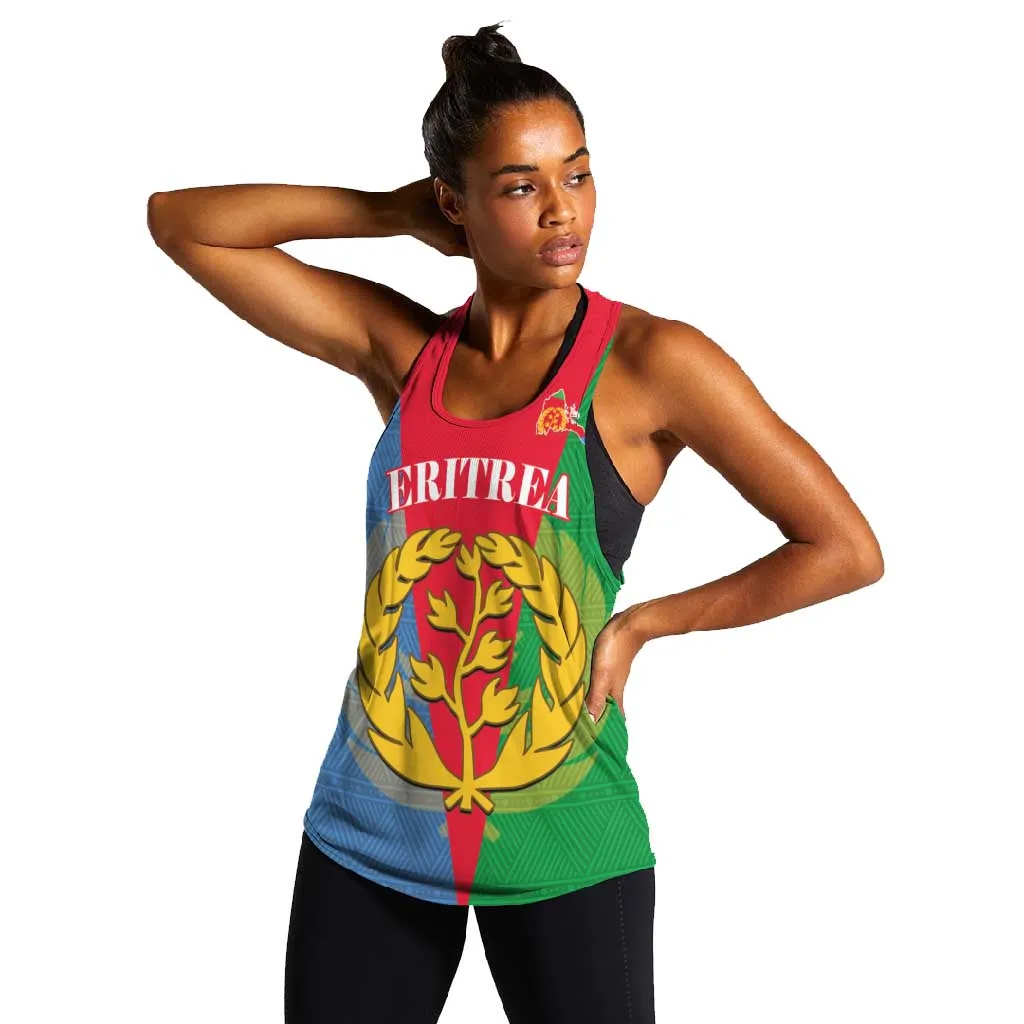Personalised Eritrea Women Racerback Tank Eritrean Map Mix African Pattern Simple Style LT14