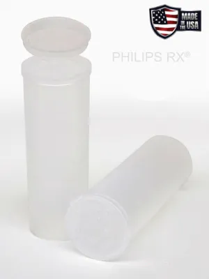 Philips RX 60 Dram Pop Top Vial - 1/2 Oz - Child Resistant -Translucent Clear - (75 Count)