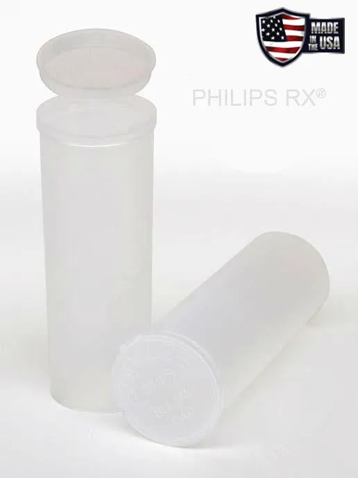 Philips RX 60 Dram Pop Top Vial - 1/2 Oz - Child Resistant -Translucent Clear - (75 Count)