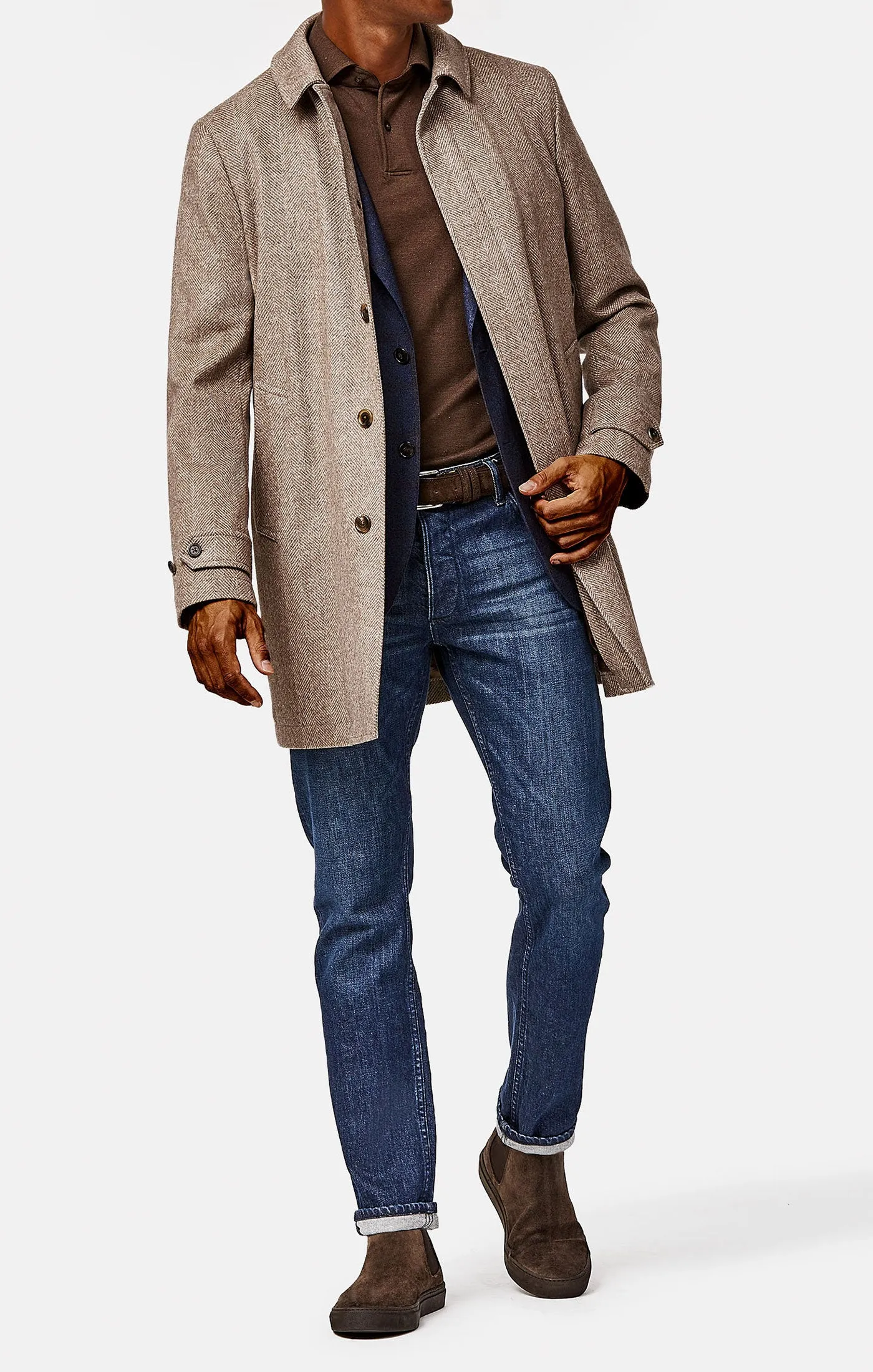 Piacenza Beige Speckled Wool & Cashmere Unconstructed Herringbone