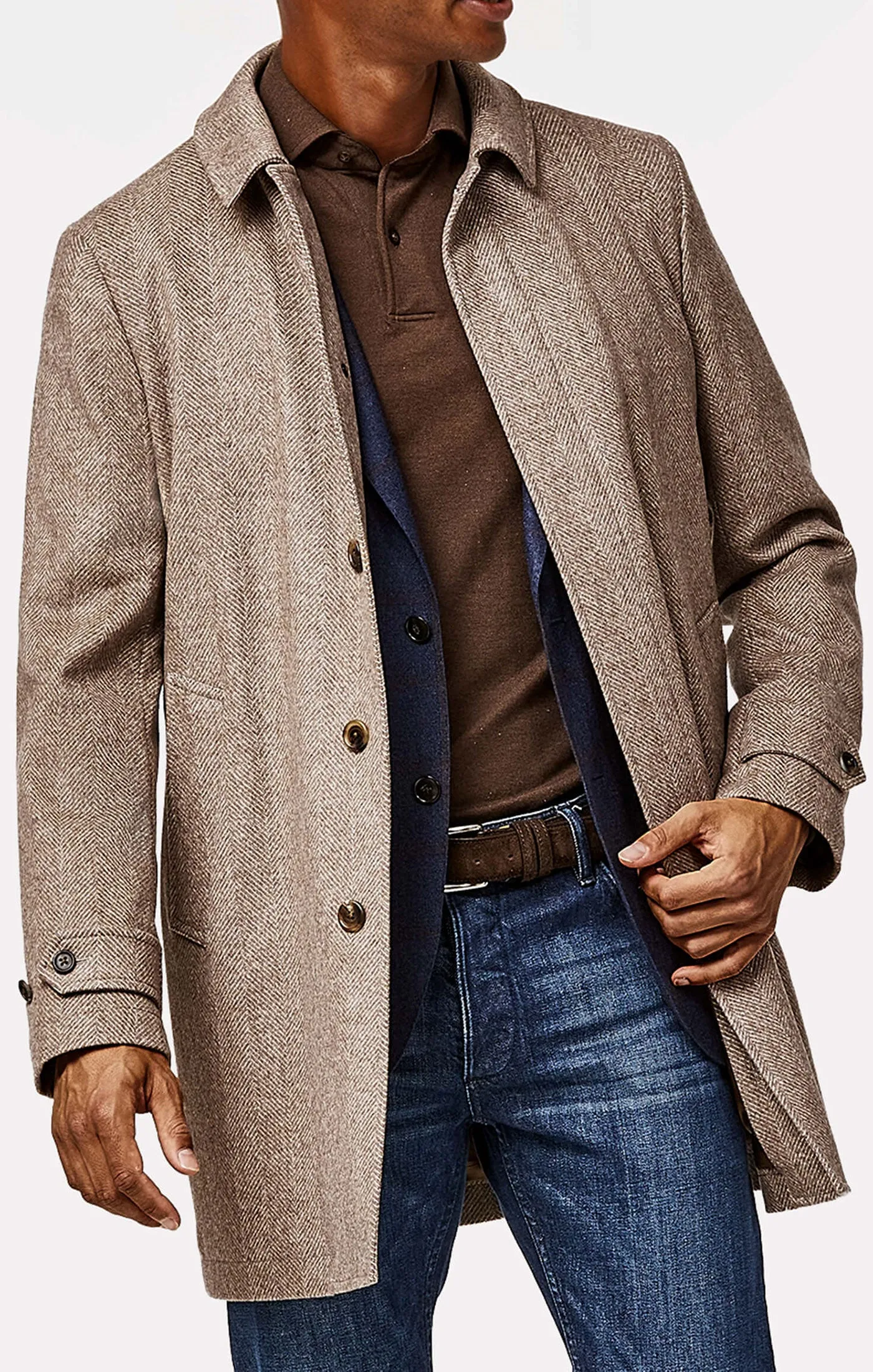 Piacenza Beige Speckled Wool & Cashmere Unconstructed Herringbone
