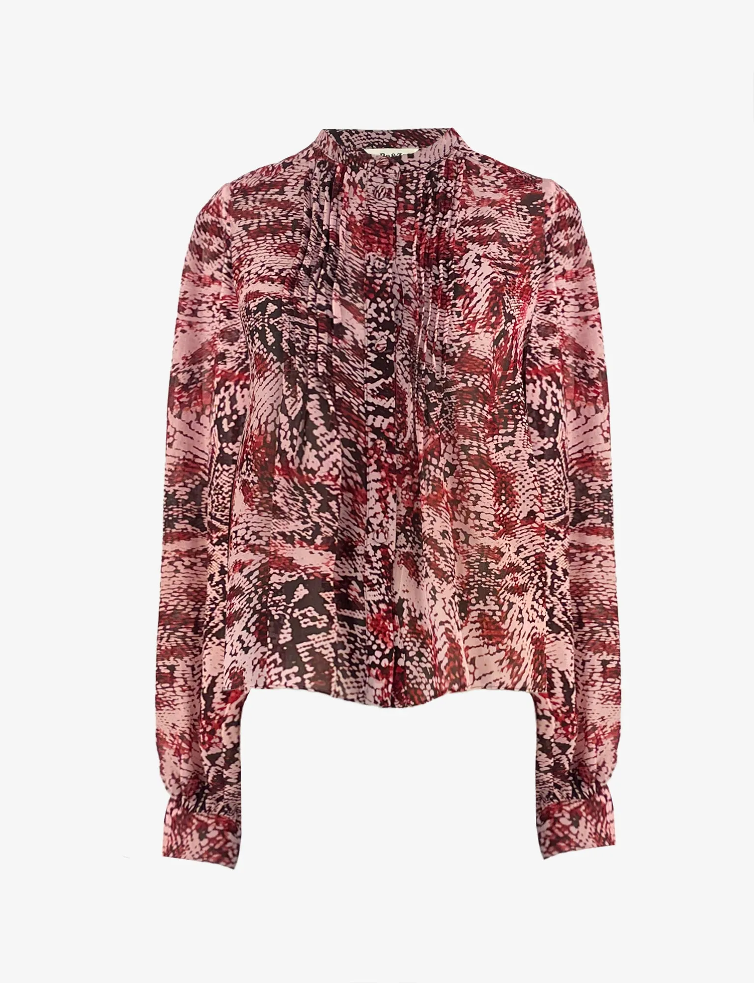 Pink Animal Print Pintuck Blouse