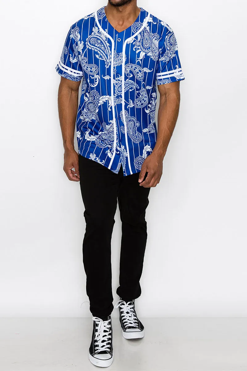 Pinstripe Bandana Baseball Jersey - Royal Blue