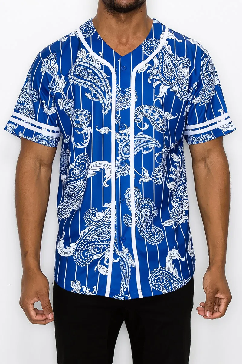 Pinstripe Bandana Baseball Jersey - Royal Blue