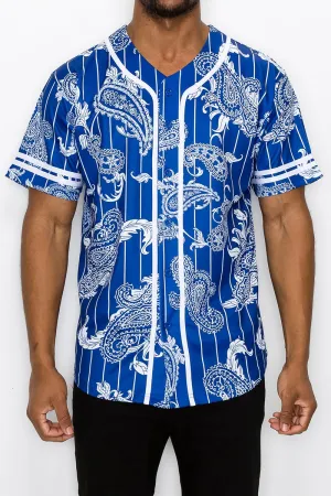Pinstripe Bandana Baseball Jersey - Royal Blue