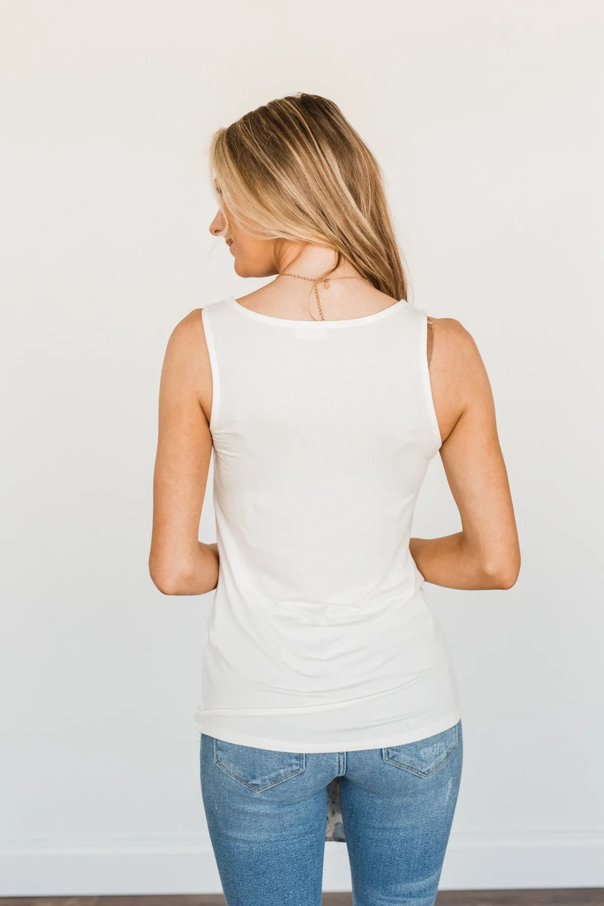 Places to Go Criss Cross Tank Top- Off-White