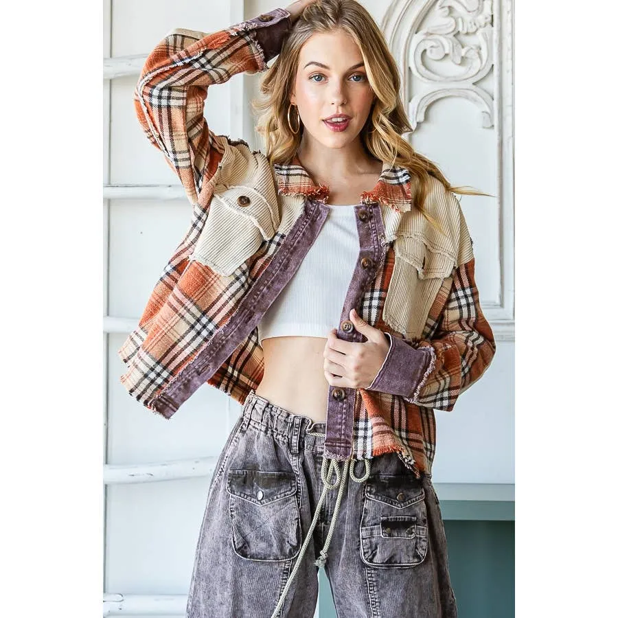 Plaid Button Front Oli&Hali Shirt: Rust