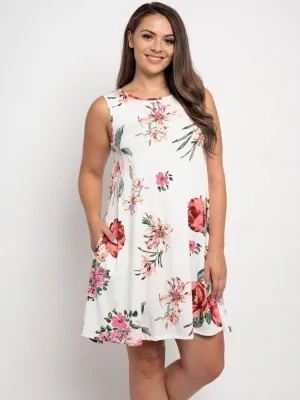 PLUS SIZE SLEEVELESS FLORAL TUNIC MINI DRESS