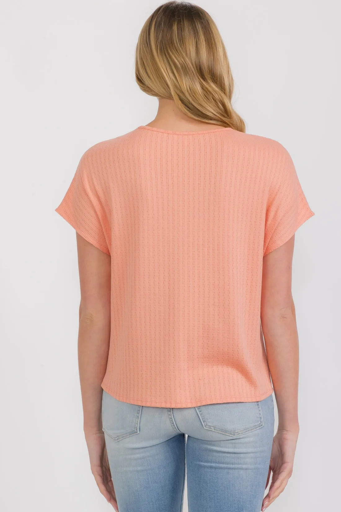 POINTELLE V NECK BUTTON TIE FRONT