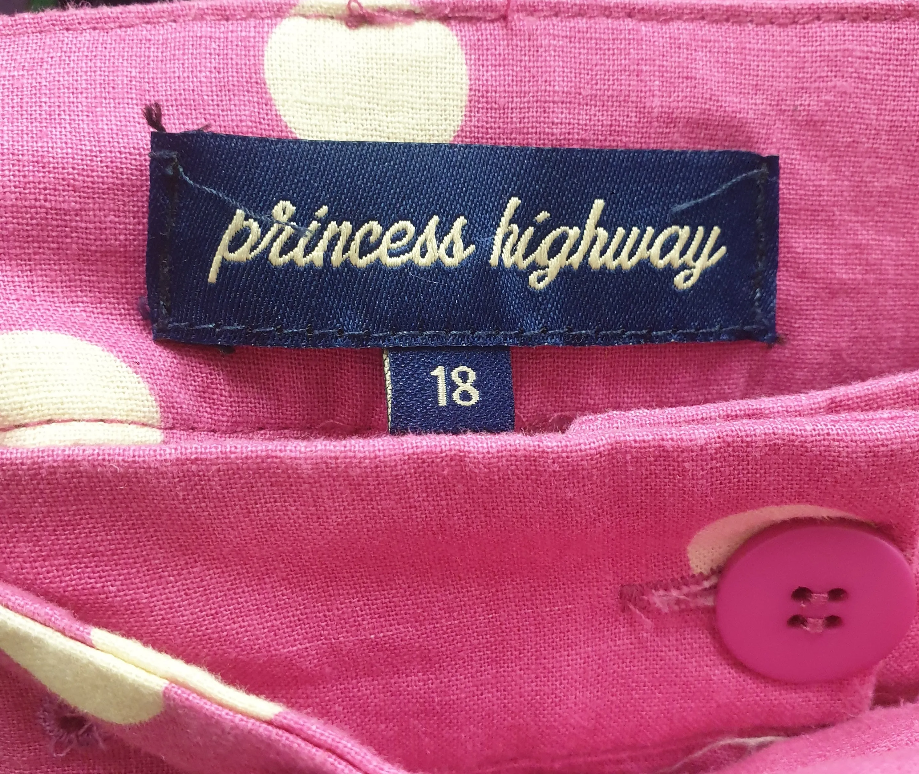 Princess Highway pink polka dot print wide leg pants size 18
