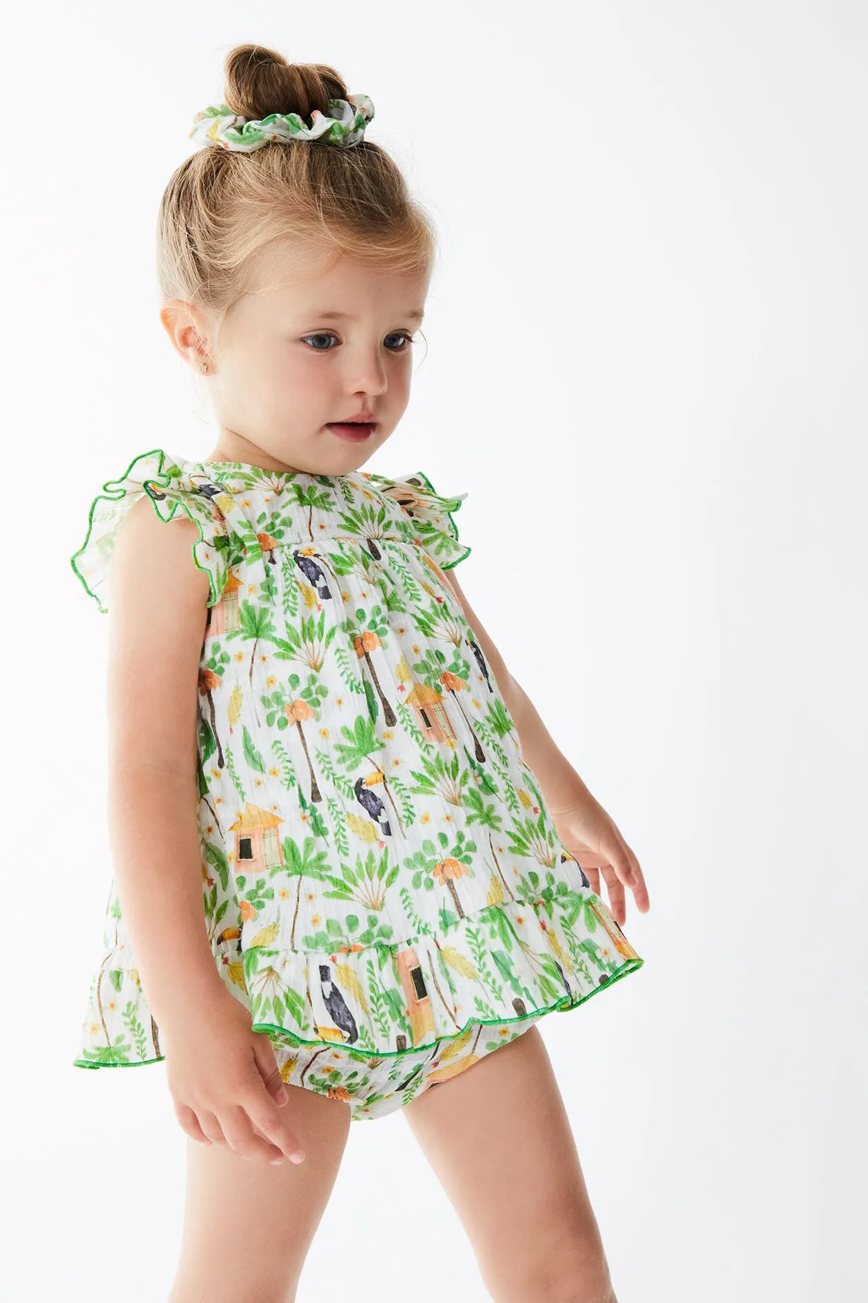 "Brielle" Green Jungle Print Dress & Bloomers