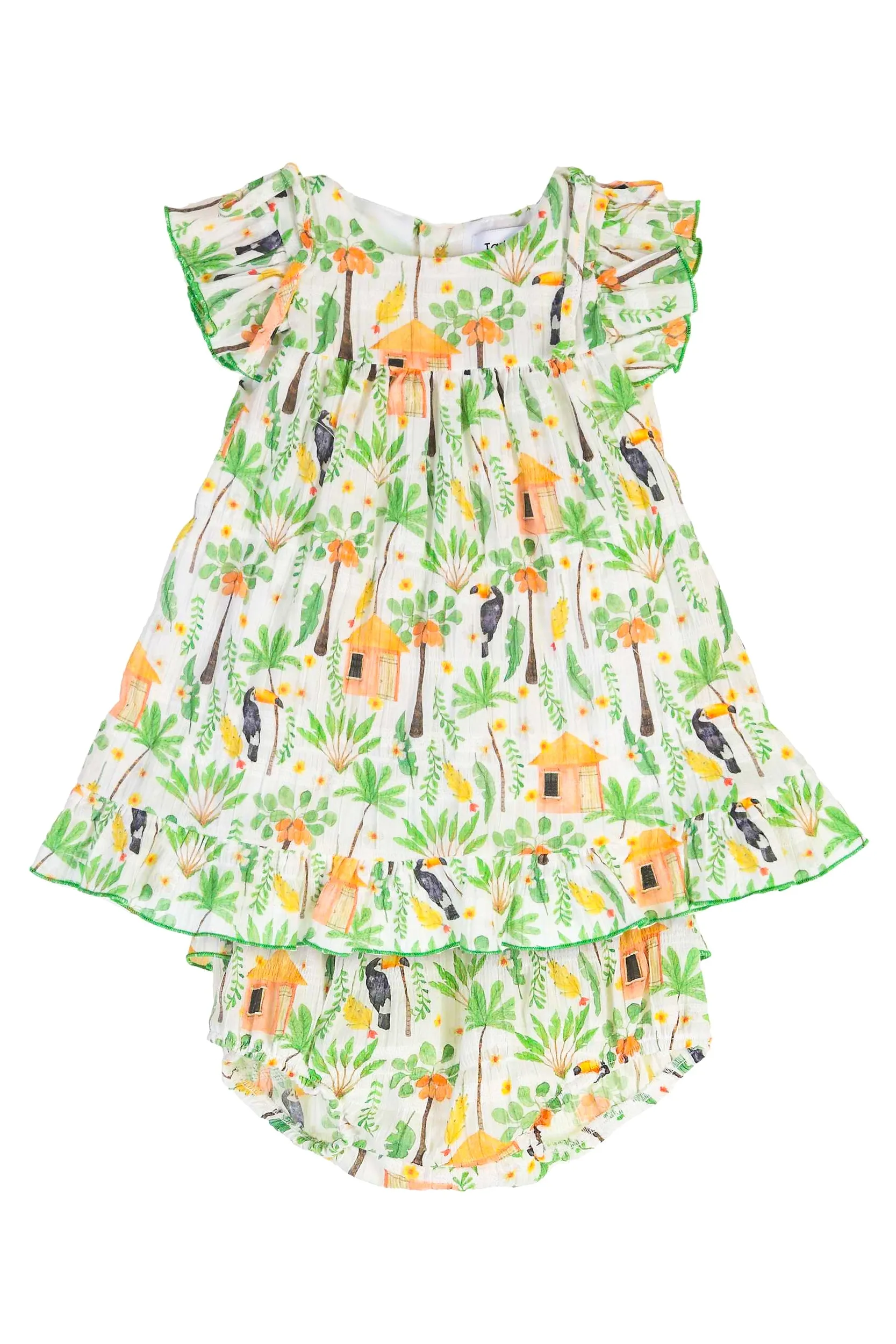 "Brielle" Green Jungle Print Dress & Bloomers