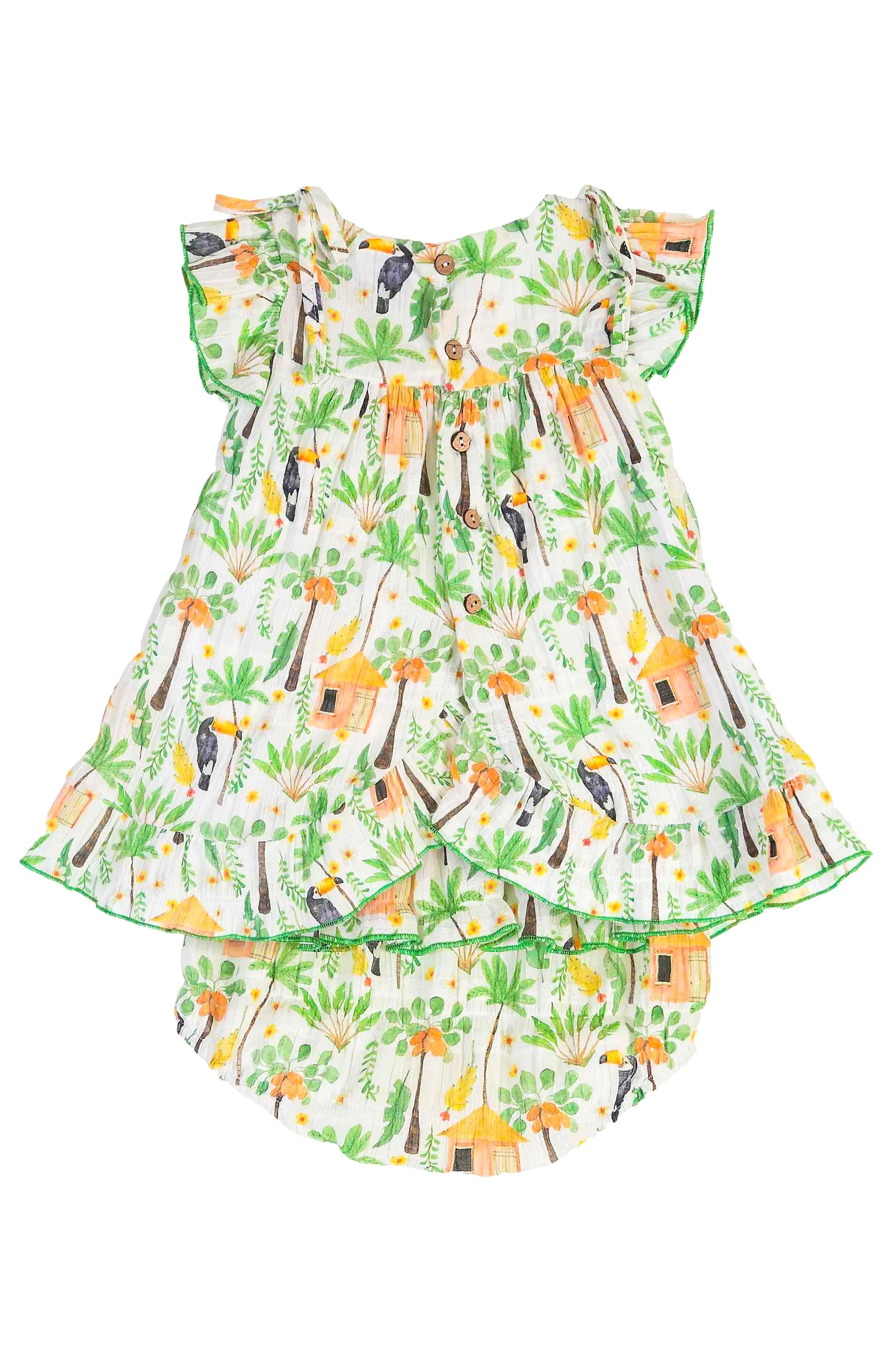 "Brielle" Green Jungle Print Dress & Bloomers
