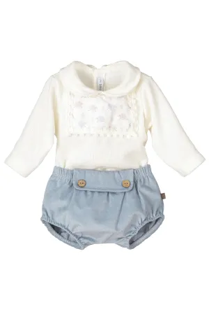 "Cosmo" Cream Sheep Top & Blue Jam Pants