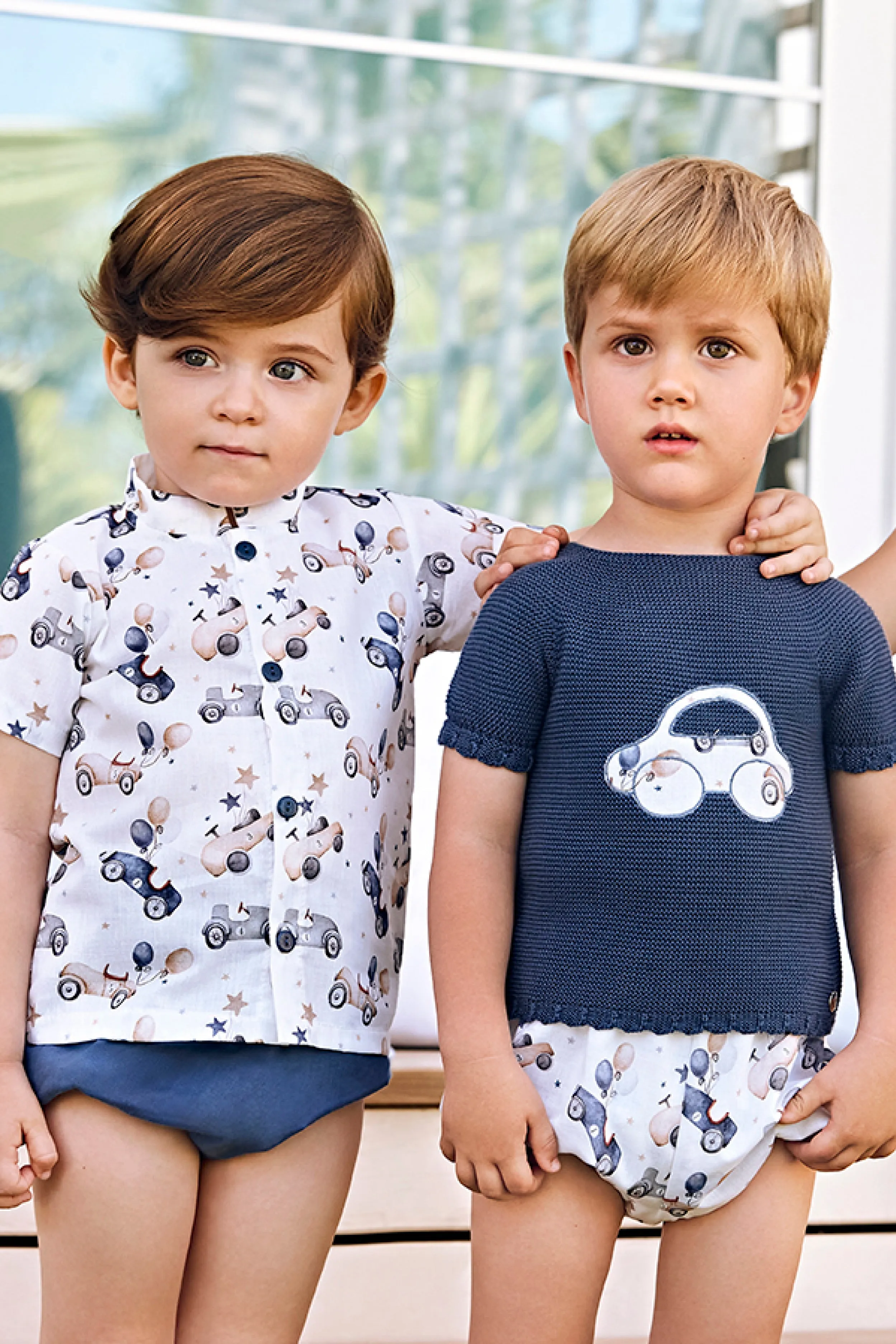 "Enzo" Midnight Blue Car Print Shirt & Shorts