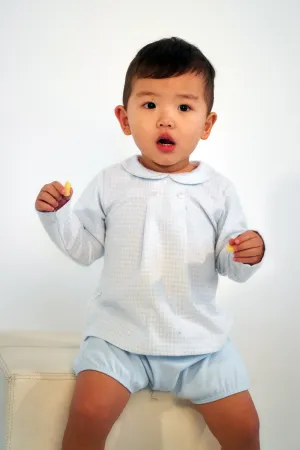 "Leo" Blue Houndstooth Shirt & Jam Pants