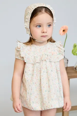 "Marigold" Pink & Sage Green Floral Dress & Bloomers
