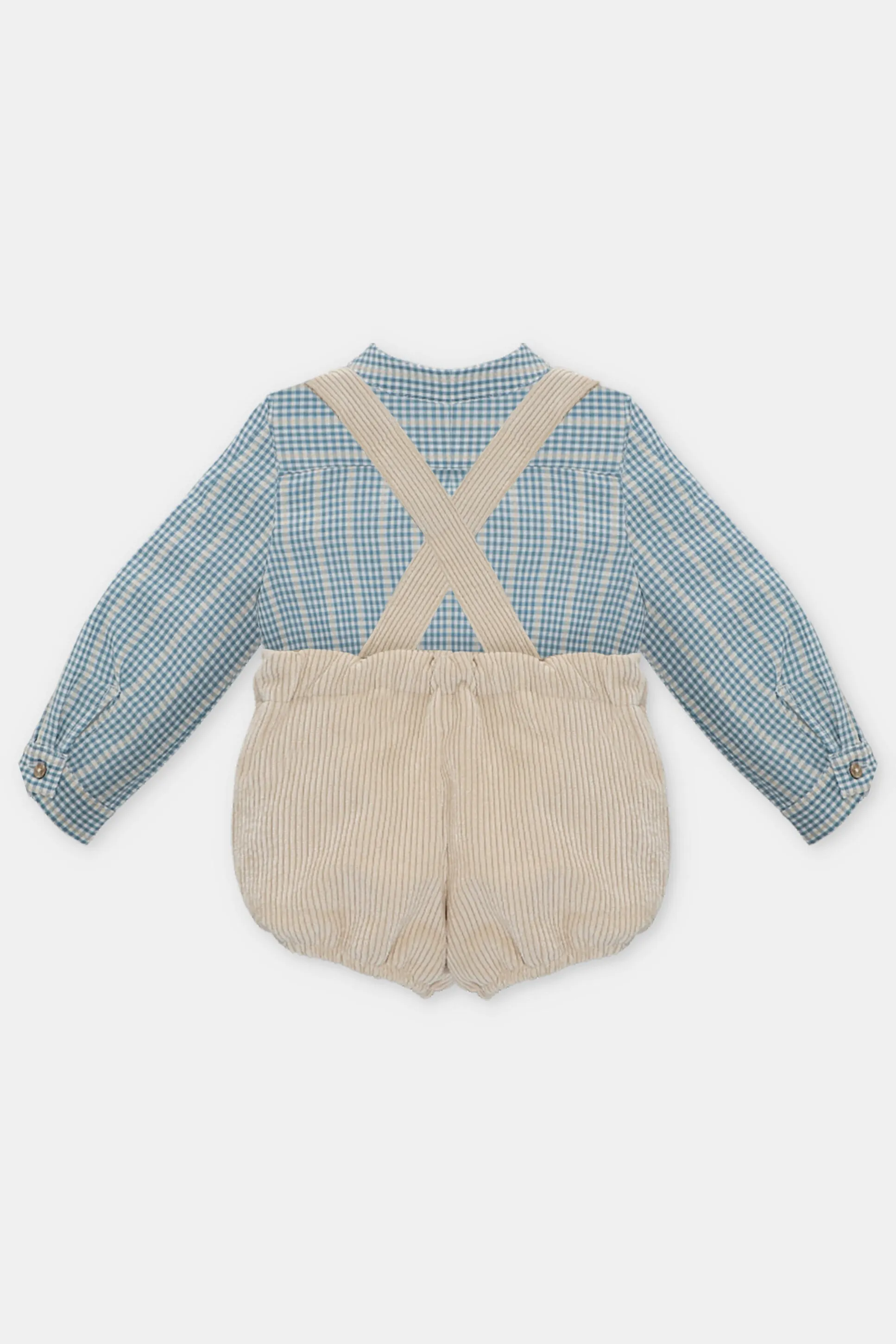 "Tommy" Blue Check Shirt & Oatmeal Cord Jam Pants