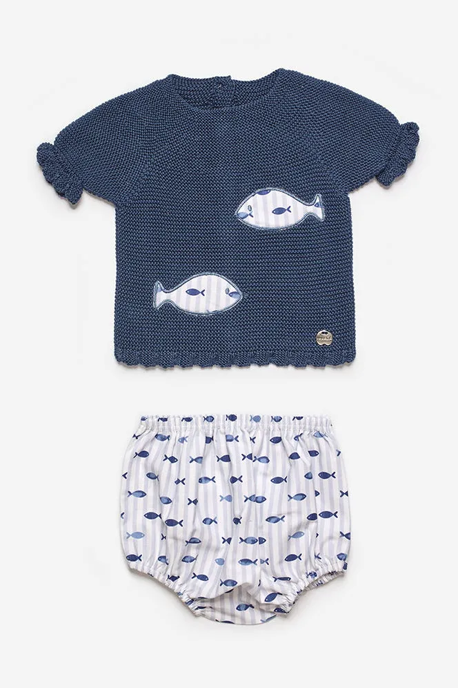 "Wilbur" Midnight Blue Knit Fish Top & Jam Pants