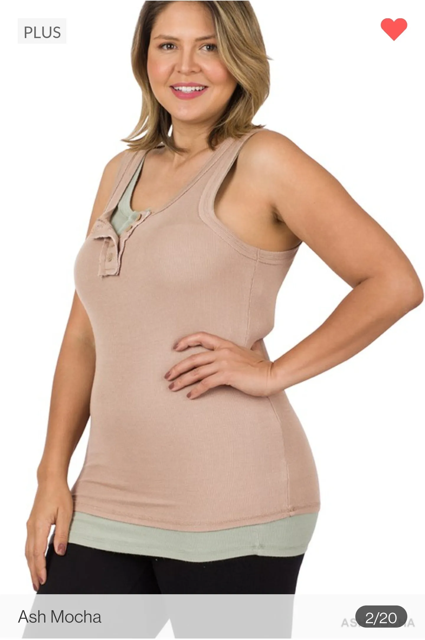 Rayon Ribbed Button Front Tank