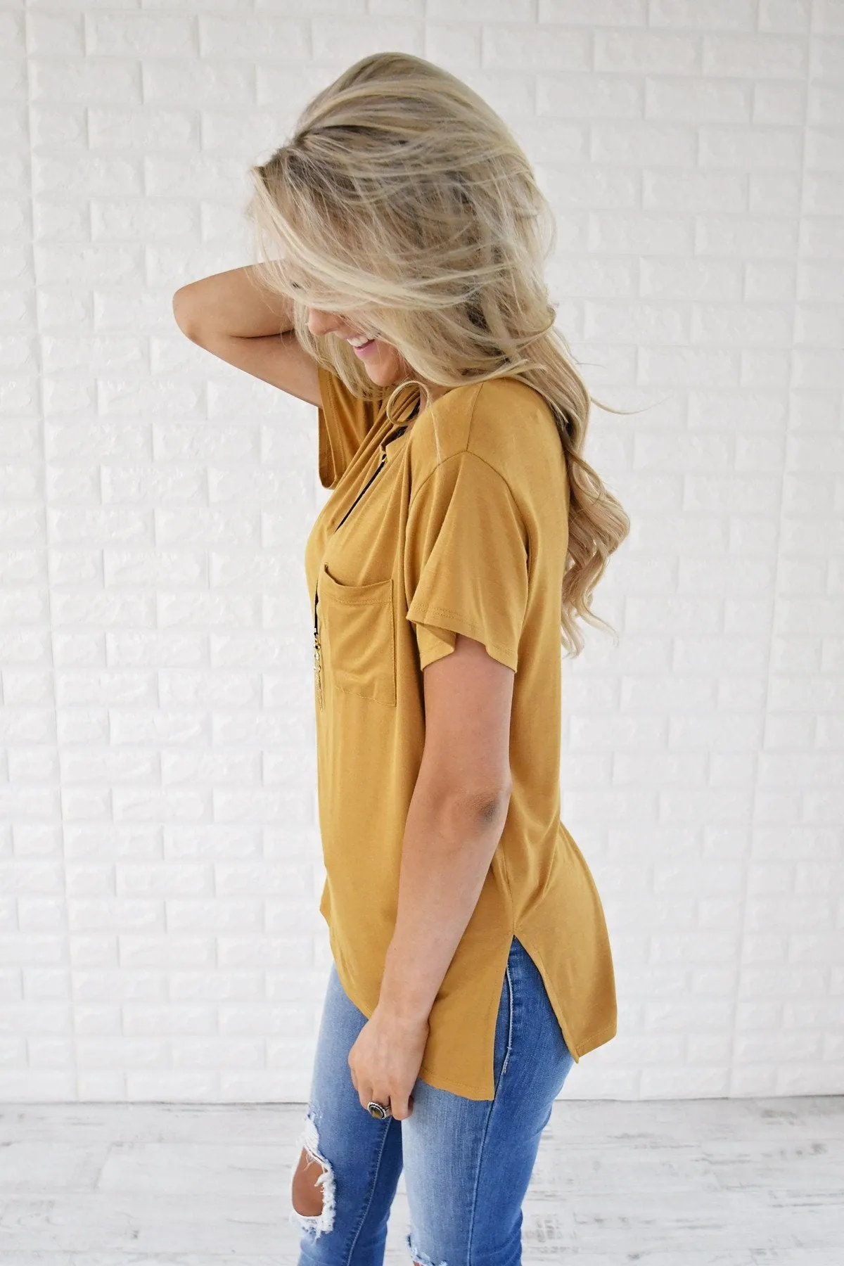 Ready or Not Pocket Top ~ Mustard
