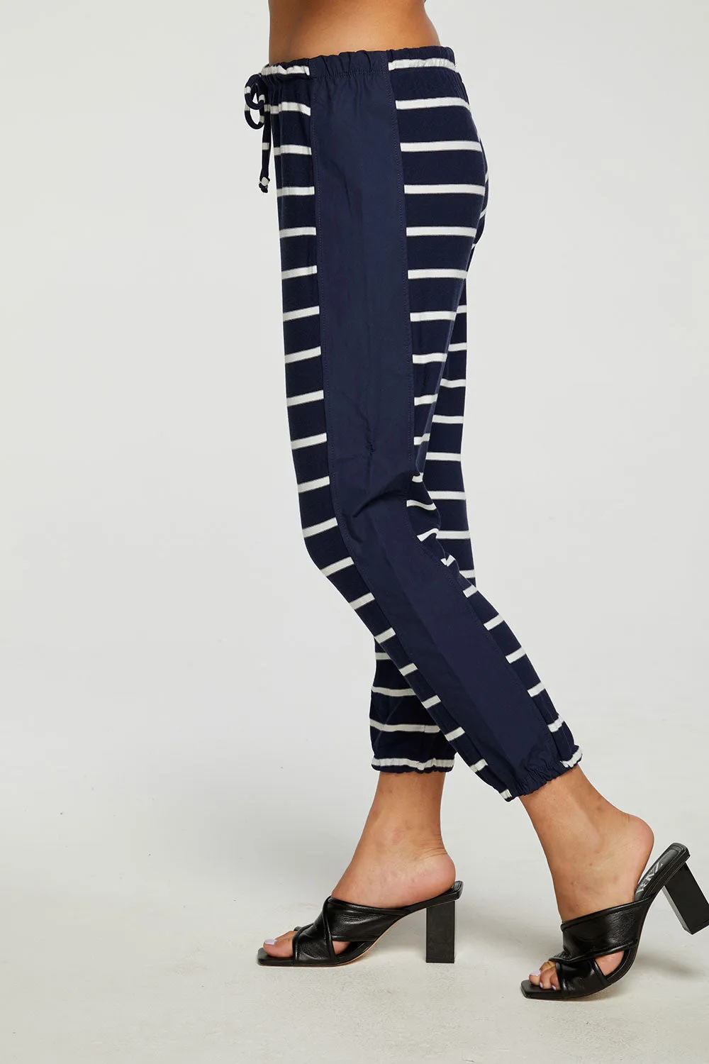 Recycled Cozy Knit Mixed Poplin Side Panel Jogger