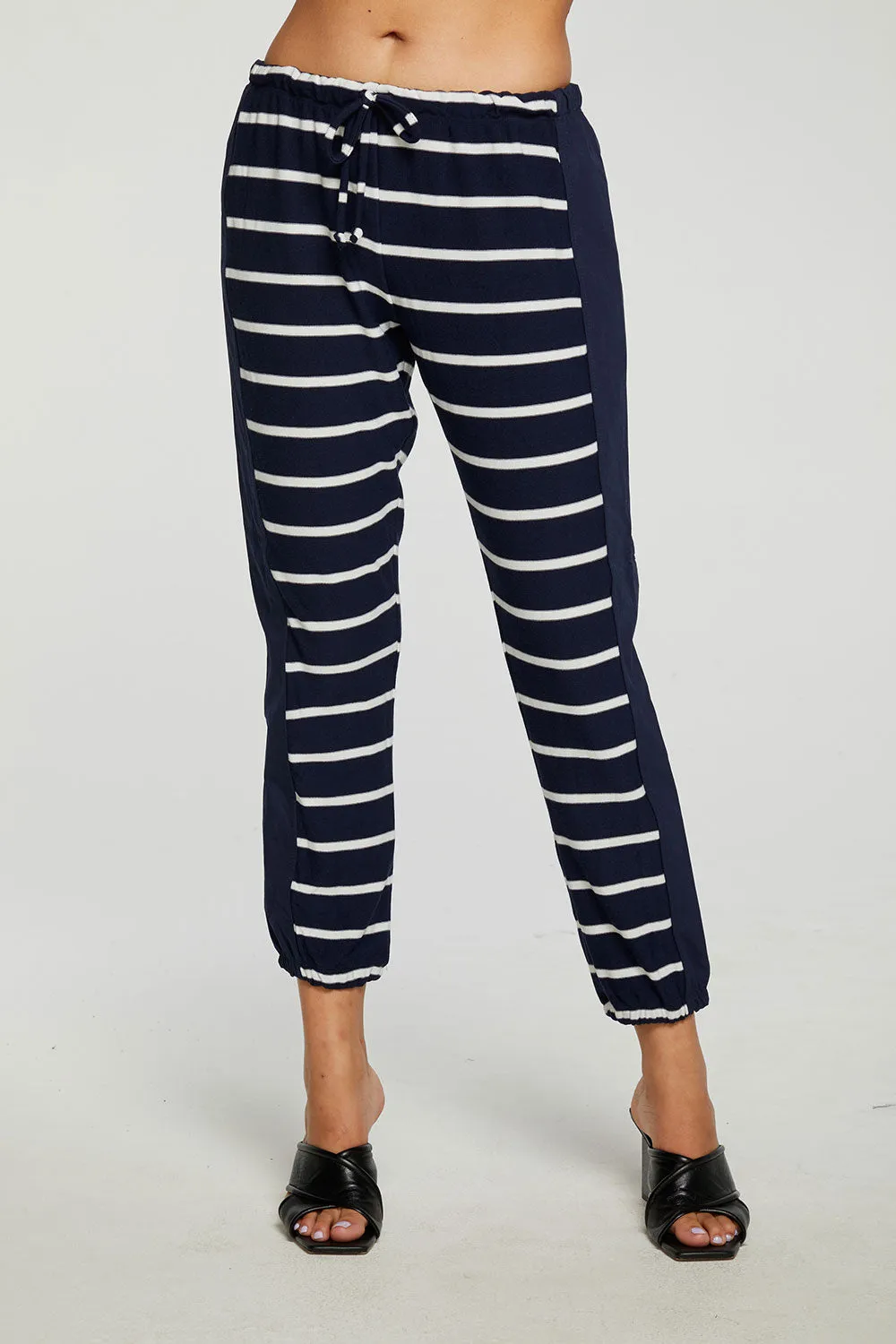 Recycled Cozy Knit Mixed Poplin Side Panel Jogger